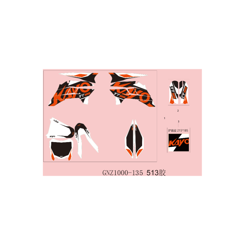 ADESIVI ORIGINALI ARANCIONI PER PIT BIKE KAYO TT125