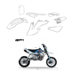 Carene Plastiche Gp1 Supermoto Kayo Pit Bike Motard Bianche Kit Completo