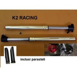 Forcelle k2 + parasteli ANTERIORI regolabili per pit bike sospensioni racing ammortizzatori