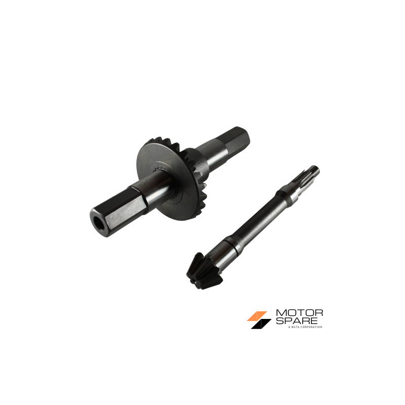 Coppia Conica Pignone Corona Albero Asse Integrale Nuovo tipo Motozappa Brumi Simplex Denti 7 23 Esagono 30mm