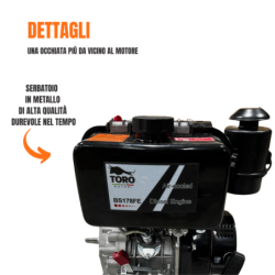 MOTORE COMPLETO DIESEL 7 HP CON AVVIAMENTO ELETTRICO TORO MOTORI TIPO YANMAR TMYD178 CONICO 23mm