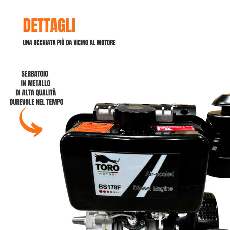 MOTORE COMPLETO DIESEL 7 HP CON AVVIAMENTO A STRAPPO TORO MOTORI TIPO YANMAR TMYD178 CONICO 23mm