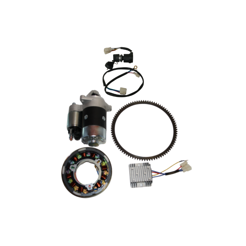 KIT AVVIAMENTO ELETTRICO MOTORINO ALTERNATORE REGOLATORE CORONA MOTORE YANMAR KAMA VULCAN ZANETTI E VARI MADE IN CHINA L70 LA178