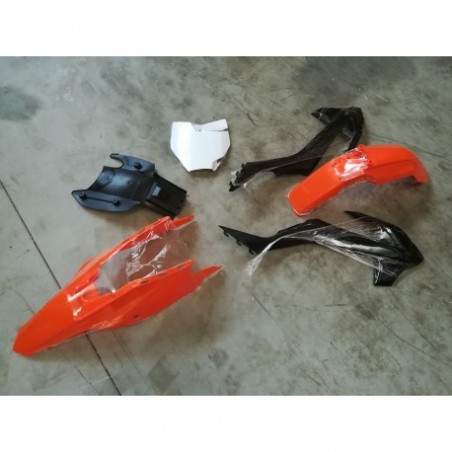 PLASTICHE CARENE PIT BIKE ZEUS ARANCIO/NERO - kit completo stile ktm