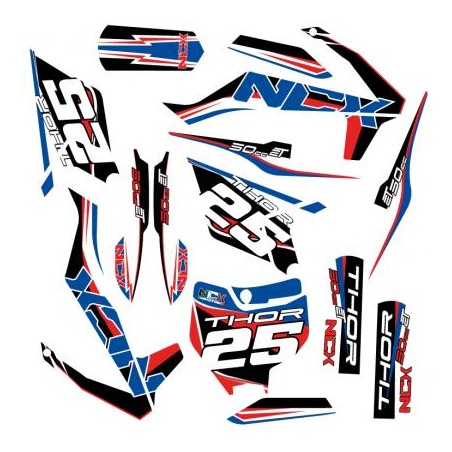 KIT GRAFICHE NCX THOR 50 BLU ROSSO NERO IN PVC 55 micron