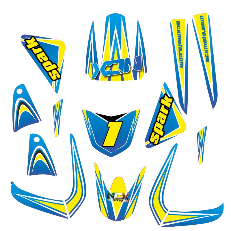 Kit Grafiche Ncx Spark W Giallo Blu In Pvc Micron