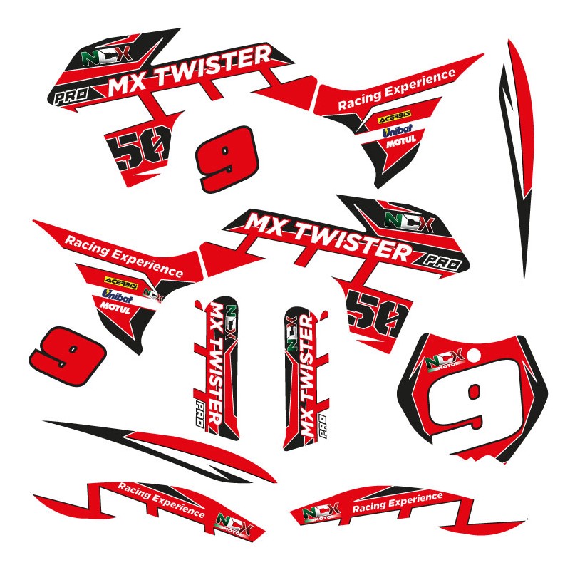 KIT GRAFICHE NCX MX TWISTER PRO ROSSO IN PVC 55 micron