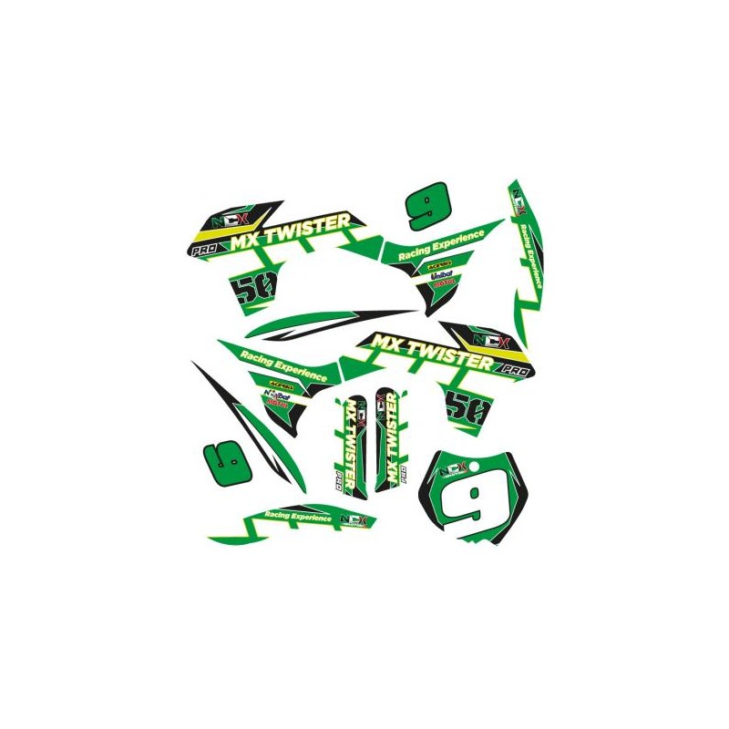 KIT GRAFICHE NCX MX TWISTER PRO VERDE IN PVC 55 micron