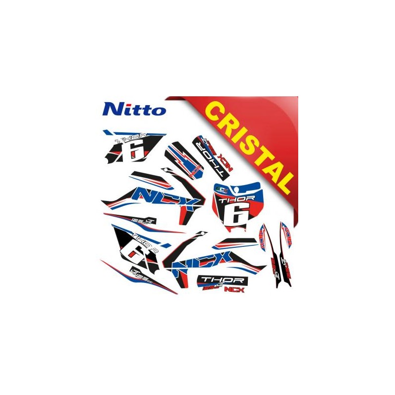 KIT GRAFICHE NCX THOR 125cc 14/12 ROSSO / BLU IN CRISTAL NITTO ®