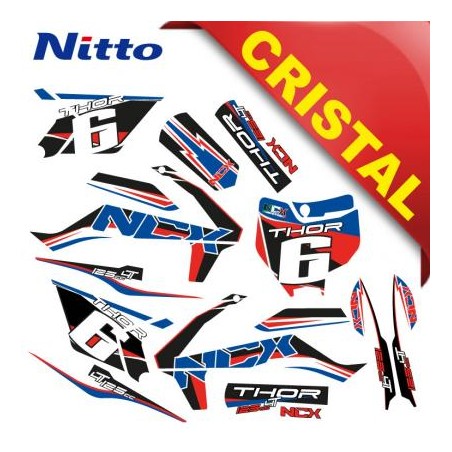 KIT GRAFICHE NCX THOR 125cc 14/12 ROSSO / BLU IN CRISTAL NITTO ®
