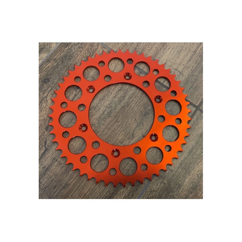 CORONA 52 DENTI PASSO 520 PER CROSS 125cc 2T IN ERGAL ARANCIONE RACING