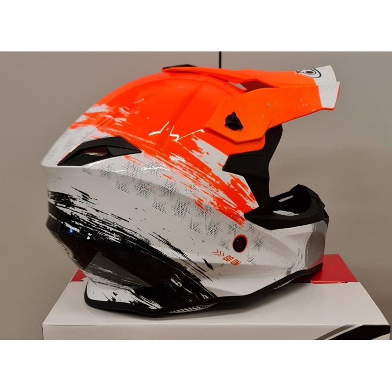 CASCO MOTOCROSS ONE HELMETS RACING MOTO ARANCIO FLUO BIANCO ARANCIONE