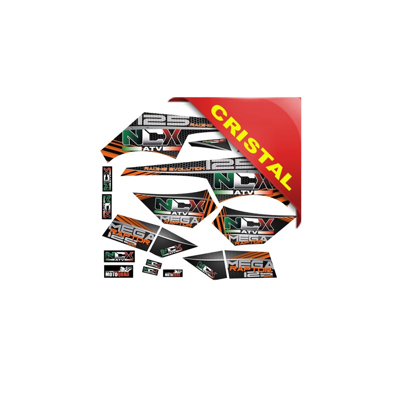KIT GRAFICHE NCX MEGA RAPTOR ARANCIO IN CRISTAL