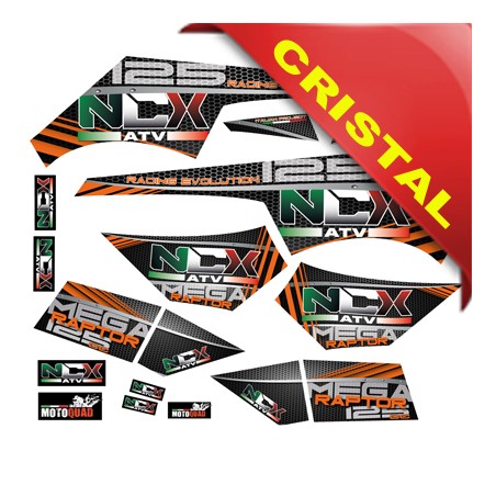 KIT GRAFICHE NCX MEGA RAPTOR ARANCIO IN CRISTAL