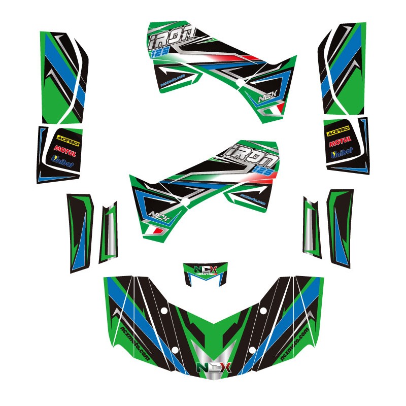 KIT GRAFICHE NCX IRON 125 VERDE IN PVC 55 micron
