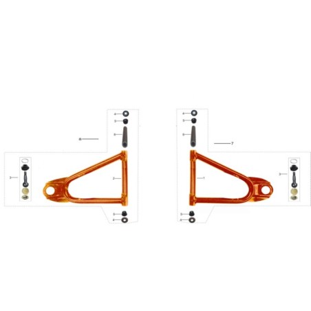 BRACCETTO SUPERIORE TRAPEZIO SNODO DESTRO QUAD ATV KAYO AU200 braccetti boccole completo